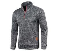 Men's 1/4 Zip Pullover UK, Fleece Sweatshirt Casual Jumper Long Sleeve T-shirt Top Stand Collar Sweater Plain Pullover Sports Leisure Work Quarter Zip Sweater Lightweight Jumpers,Dark gray 1,L
