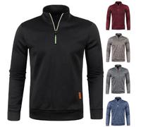 Men's 1/4 Zip Pullover UK Sale Clearance, Fleece Sweatshirt Casual Jumper Long Sleeve T-shirt Top Stand Collar Sweater Plain Pullover Sports Leisure Workwear Quarter Zip Sweater Lightweight Jumpers