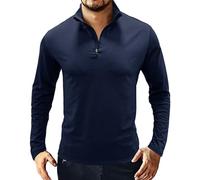 Men's 1/4 Zip Sports Tops Long Sleeve Gym Running Shirt Outdoor Warm Hiking Fishing Stand Collar Tops Men's Long Sleeve Polo Shirts 1/4 Zip Plain Casual Slim Fit Gym Running Tops Basic Shirts C-Blue