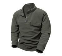Mens 1/4 Zip Sweatshirt Men Half Zip Fleece 1/4 Zip Pullover Loose Fit Casual Sweatshirts Long Sleeve Sweatshirt With Flap Pockets Fleece Warm Tracksuits Stand Up Collar Tops Soft Feel Sweater Green