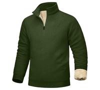 Mens 1/4 Zip Sweatshirts Warm Fleece Jumpers Sherpa Lined Pullover Tops Classic Winter Sweatshirt Mens Thermal Jumper Winter Stand Collar Sweater Pullover