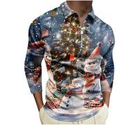 Men's 1/4 Zipper Christmas Sweatshirt, Snowman 3D Printed T-Shirt Funny Xmas Pullover Sparkly Christmas Tree Shirt Lapel Blouse Long Sleeved Jumper Novelty Ugly Tops Casual Loose Jumper