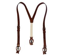 Men's 1 Inch Suspenders, Leather Genuine Suspenders, Adjustable Elastic Strap with Replaceable Clips, Buttons, Snap Hooks
