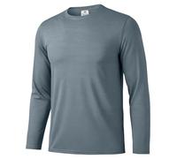 Men's 1 Pack Light Long Sleeve T-Shirt, 4-Way Stretch Breathable Quick Dry Long Sleeve Top for Fishing Travel and Outdoor Sports Grey-S
