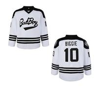 Men's #10 Smalls Bad Boy Jersey 90S Hip Hop Long Sleeve Black White Hockey Jerseys Stitched, White, Large