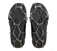 Men's 10-Tooth Stainless Steel Crampons, Anti-Slip Ice Cleats with Rubber Chains for Snow Mountaineering, Hiking, Ice Fishing, Walking on Icy Surfaces, Black/Orange(10-Orange)