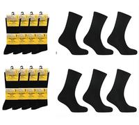 Mens 100% Cotton Extra Wide Big Foot Comfort Fit Diabetic Toe Dress Socks Cotton Rich Ribbed Everyday Socks UK 6-11 (UK, Alpha, One Size, Regular, Tall, One size Fits All UK 6-11, 2 Pairs Black)