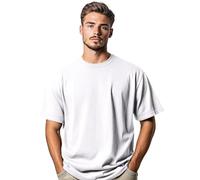 Men's 100% Cotton Oversized Short Sleeve Crew Neck Summer Baggy Dropped Shoulders Streetwear Casual Gym Athletic T-Shirt (White-3XL)