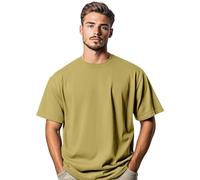 Men's 100% Cotton Oversized Short Sleeve Crew Neck Summer Baggy Dropped Shoulders Streetwear Casual Gym Athletic T-Shirt (Pale Moss-3XL)