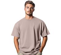 Men's 100% Cotton Oversized Short Sleeve Crew Neck Summer Baggy Dropped Shoulders Streetwear Casual Gym Athletic T-Shirt (Dusk Rose-S)