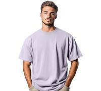 Men's 100% Cotton Oversized Short Sleeve Crew Neck Summer Baggy Dropped Shoulders Streetwear Casual Gym Athletic T-Shirt (Lilac-3XL)