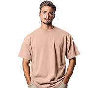 Men's 100% Cotton Oversized Short Sleeve Crew Neck Summer Baggy Dropped Shoulders Streetwear Casual Gym Athletic T-Shirt (Amber-3XL)