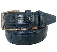 MENS 100% ITALIAN LEATHER BLUE 35MM CROCODILE BELT (LARGE 36-38)