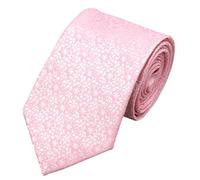 Men's 100% Pure Silk Italian Ties Formal Smart Work Tie Hand Made in Italy, Wedding Occasion Coloured Luxury Silk Plain & Patterned (Pale Pink Small flower 327)