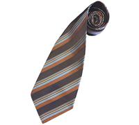 Men's 100% Silk Brown & Blue Stripe Retro Vintage Extra Wide 5 Inch Kipper Neck Tie