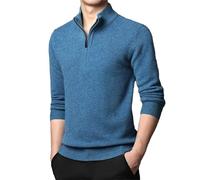 Men's 100% Wool Sweaters Winter Thick Cashmere Jumper Long Sleeve Casual Wool Knitwear Pullovers Sky Blue XXL