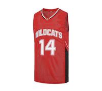 Men's #14 Troy Bolton Jersey,Wildcats High School Jersey,8 Chad Danforth Basketball Jersey, #14 Bolton Red, M