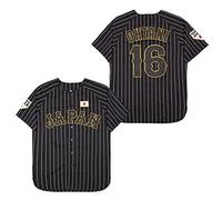 Men's #16 Ohtani Jersey Japan Samurai White Black Pinstriped Hip Hop Baseball Jersey (XL, Black), White, X-Large