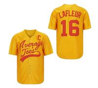 Men's #16 Peter Lafleur Average Joes Dodgeball Jersey Dodgeball Hip Hop Movie Baseball Jerseys, Yellow, Large