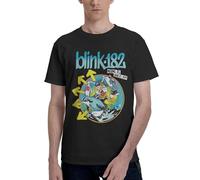 Men's 182 Rock Band Blink Cotton T-Shirts Classic Crewneck Short Sleeves Simple&Versatile Daily Commute Essential Black S