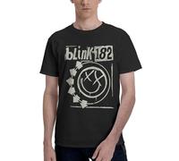 Men's 182 Rock Band Blink Cotton T-Shirts Classic Crewneck Short Sleeves Simple&Versatile Daily Commute Essential Black 3XL