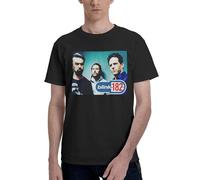Men's 182 Rock Band Blink Cotton T-Shirts Classic Crewneck Short Sleeves Simple&Versatile Daily Commute Essential Black XL