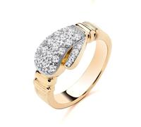 Mens 18ct Gold Boxing Glove Ring, Yellow Gold, Sterling Silver, Sizes P-Z+1, Zircon, (S)