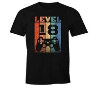Mens 18th Birthday Level Up Pixel Controller Retro Gamer Eighteen T-Shirt Black