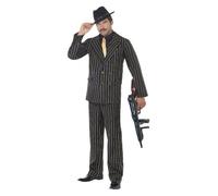 Smiffys Gold Pinstripe Gangster Costume, Black, L - Size 42-44