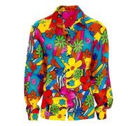 Mens 1960s Flower Power Shirt Hippie Retro Fancy Dress