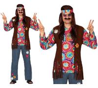 FIESTAS GUIRCA Tie Dye Hippie Mens Fancy Dress Costume - 70s Mens Outfit - 60s Hippy Fancy Dress Men Size XXL