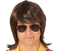 Mens 1970s 70s Heart Throb Fancy Dress Wig Brown Hearthrob Wig New fg