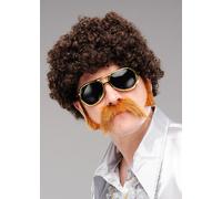 Mens 1970s Disco Dude Brown Curly Afro Wig