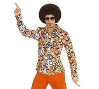Mens 1970s Groovy Style Bubbles Fancy Dress Retro Shirt