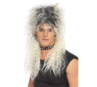 Mens 1980's Fancy Dress 2 Tone Rockstar wig