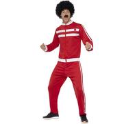 Mens 1980s Red Scouser Tracksuit Costume