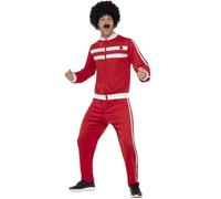 Mens 1980s Red Scouser Tracksuit Costume