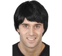 Mens 1980S Short Black Boy Band Fancy Dress Wig