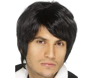 Mens 1990s 90s Boy Band Male Wig Pop Star Men's Fancy Dress Black by Smiffys