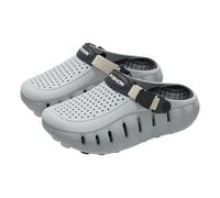Men's 2-in-1 Closed Toe Sandals Slides Clogs Non-Slip Odor Resistant Breathable Thick Sole Outdoor Driving Beach Summer Footwear(Gray,9 UK)