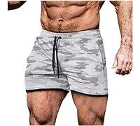 Men's 2 in 1 Lightweight Gym Workout Shorts with Drawstring Phone Pockets 5" Quick Dry Weightlifting Bodybuilding Running Training Shorts Silver