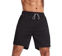 Men's 2 in 1 Running Shorts Quick Dry Athletic Shorts with Phone Pockets Breathable Gym Short with Compression Liner (Black,M)