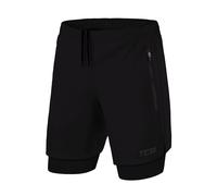 TCA Ultra 2 in 1 Compression Shorts Men Running Gym Shorts for Men with 2X Zipped Pockets - Anthracite, XL