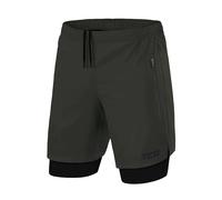 TCA Ultra 2 in 1 Compression Shorts Men Running Gym Shorts for Men with 2X Zipped Pockets - Darkest Spruce, L
