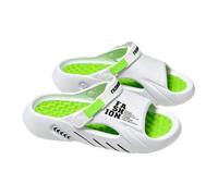 Mens 2-in-1 Thick Sole Slide Sandals Massage Footbed Beach Slippers Non Slip Odor Resistant Clogs Lightweight Plus Size Summer Footwear for Outdoor Walking Shower Poolside(White,11 UK)