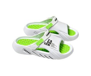 Mens 2-in-1 Thick Sole Slide Sandals Massage Footbed Beach Slippers Non Slip Odor Resistant Clogs Lightweight Plus Size Summer Footwear for Outdoor Walking Shower Poolside(White,11 UK)