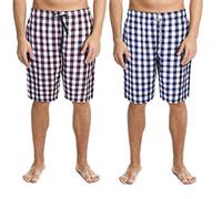 Men's 2 pack 100% Cotton Woven Lounge Shorts Pyjama Bottoms (Medium, Set one)