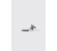 Men's 2 Pack Gothic Rings | Silver | Size M/L | boohooMAN