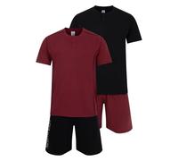 Mens 2 Pack Short Pyjamas Nightwear PJ Sets Twin Pack UK Sizes L XL XXL New (Blk/Bgn XL)