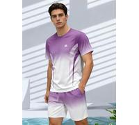 Men's 2 Piece Gradient Tracksuit Short Sleeve T Shirt and Shorts Set Summer Athletic Running Workout Outfits
